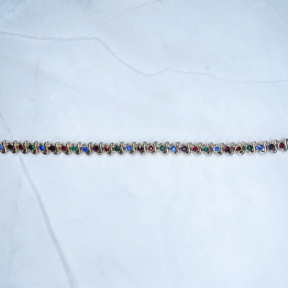 Multicolor Stones on a Gold Tone Bracelet - Picture 7 of 12